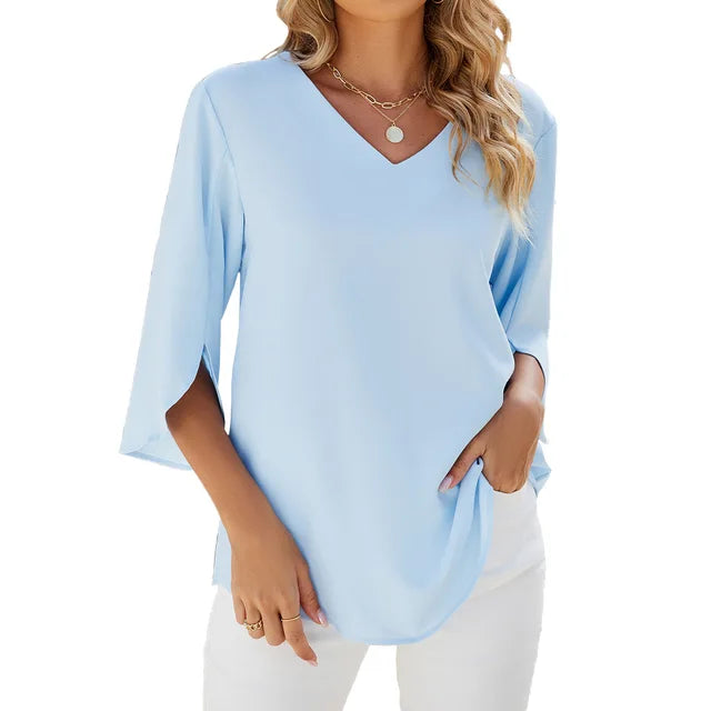 GERALDINE - BLUSE MIT V-AUSSCHNITT