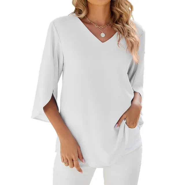 GERALDINE - BLUSE MIT V-AUSSCHNITT