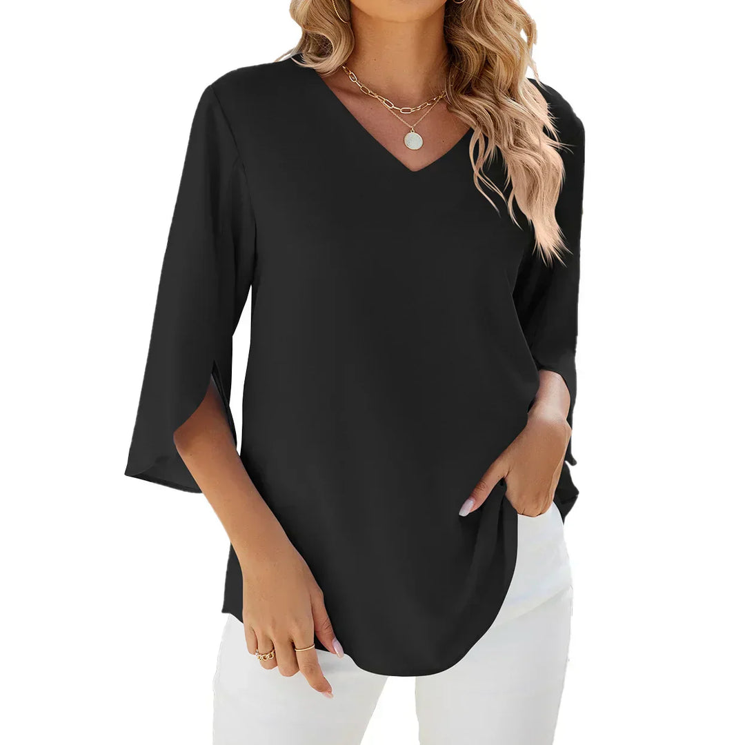 GERALDINE - BLUSE MIT V-AUSSCHNITT