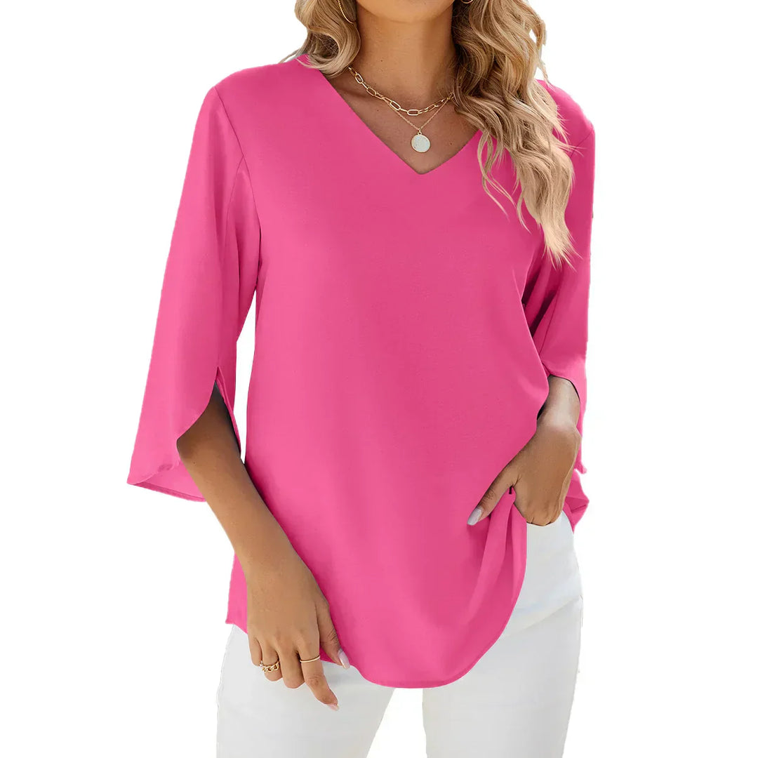 GERALDINE - BLUSE MIT V-AUSSCHNITT